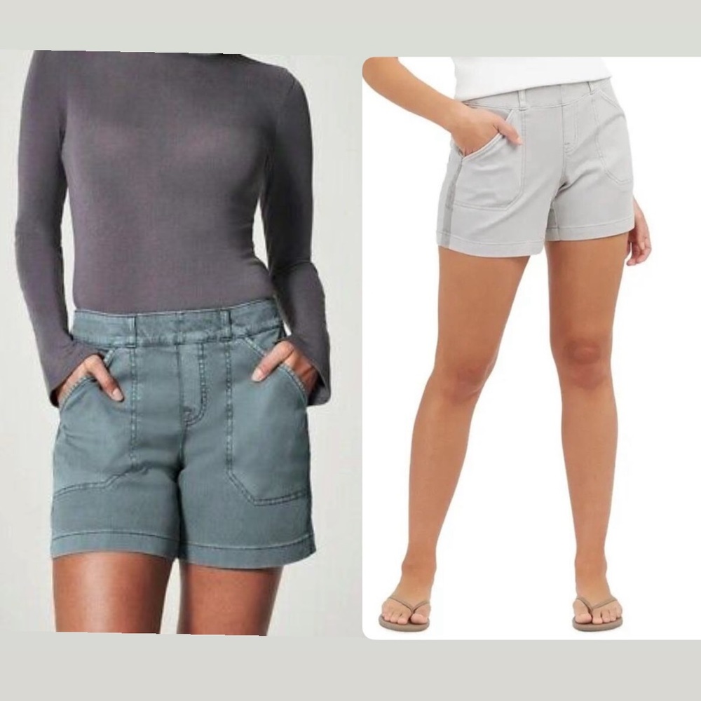 SPANX Set of 2 Twill Shorts in Gray and Blue Haze - Sz L